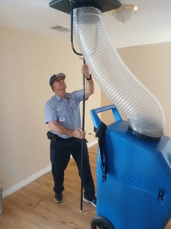 HVAC Installation technician using HEPA equipment in Dickinson